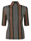 Missoni Striped Short-sleeve Jumper In Brown