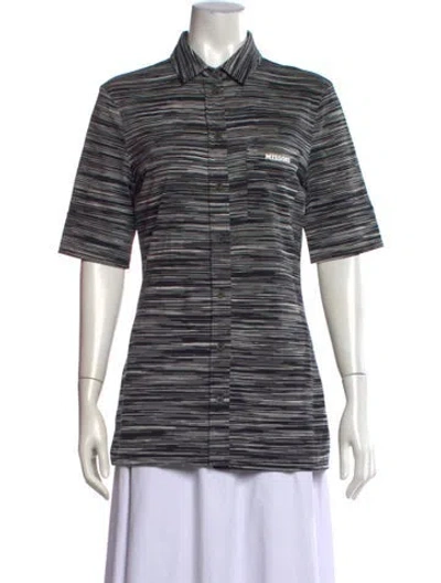 Pre-owned Missoni Striped Short Sleeve Polo In Black/metallic