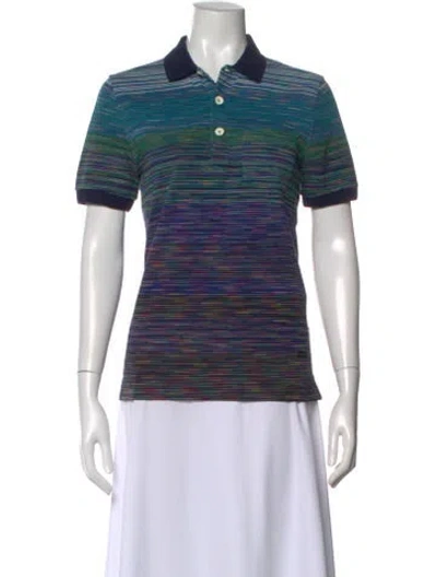 Pre-owned Missoni Striped Short Sleeve Polo In Blue