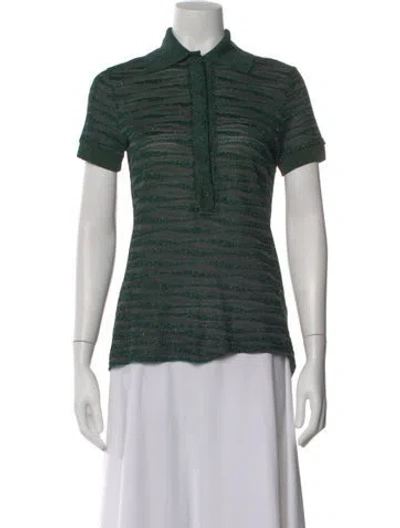 Pre-owned Missoni Striped Short Sleeve Polo In Green