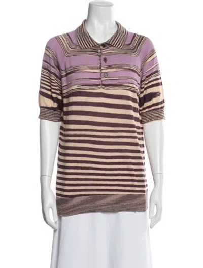 Pre-owned Missoni Striped Short Sleeve Polo In Purple