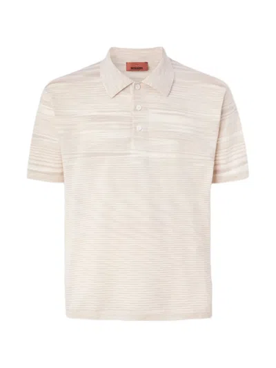 Missoni Flamed Mercerized Cotton Polo Shirt In Neutral