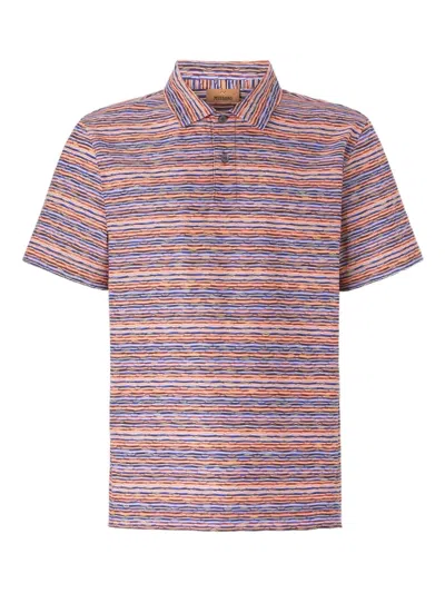 Missoni Short Sleeve Polo In Flame Jersey In Multi