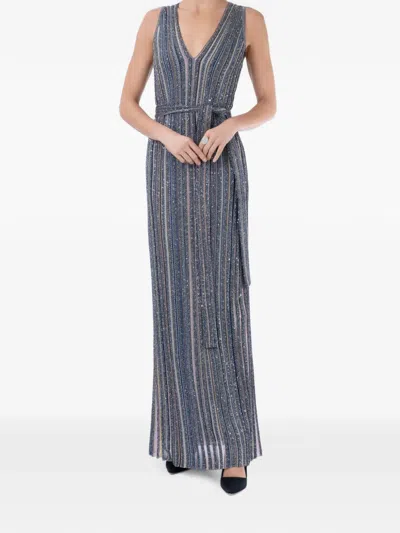 Missoni Striped Sleeveless Maxi Dress In Blue