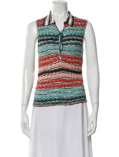 Pre-owned Missoni Striped Sleeveless Polo In Brown