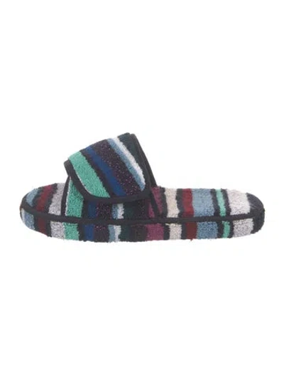 Pre-owned Missoni Striped Slides In Neutrals