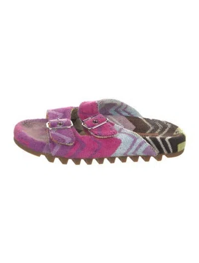 Pre-owned Missoni Striped Slides In Pink