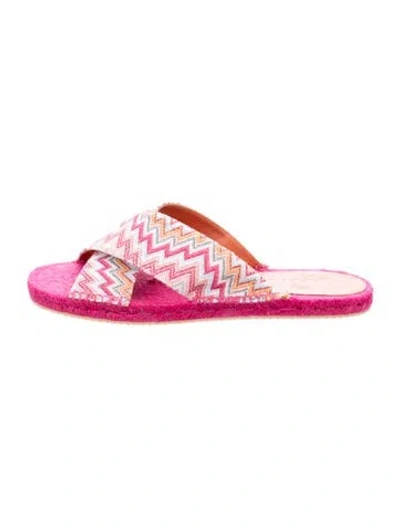 Pre-owned Missoni Striped Slides In Pink