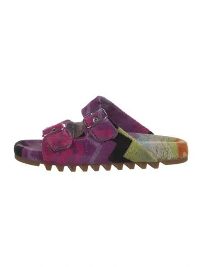 Pre-owned Missoni Striped Slides In Purple