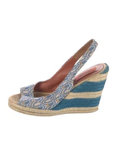 Pre-owned Missoni Striped Slingback Pumps In Blue