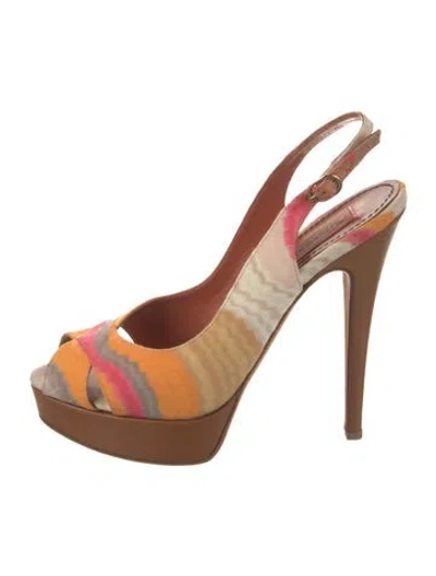 Pre-owned Missoni Striped Slingback Pumps In Orange