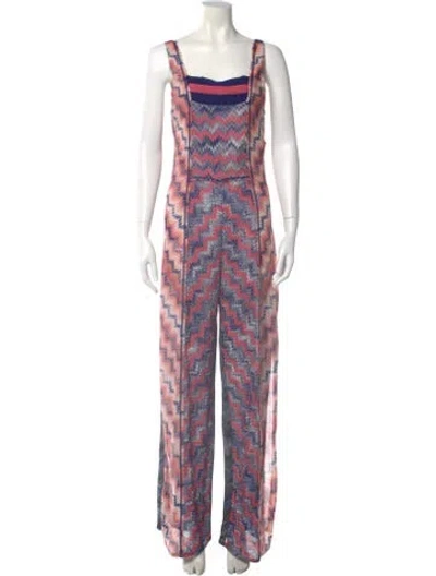 Pre-owned Missoni Striped Square Neckline Jumpsuit In Purple