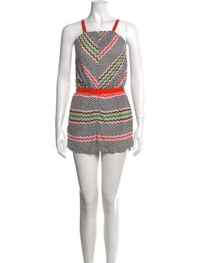 Pre-owned Missoni Striped Square Neckline Romper In Black