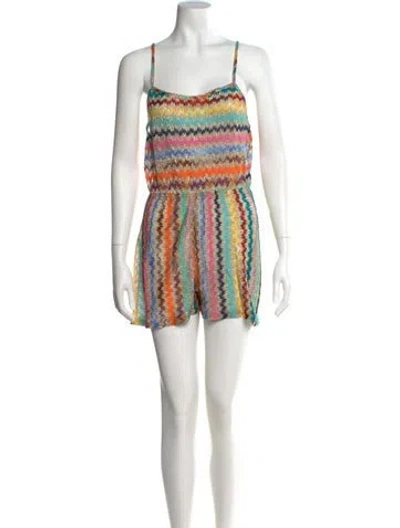 Pre-owned Missoni Striped Square Neckline Romper In Gold