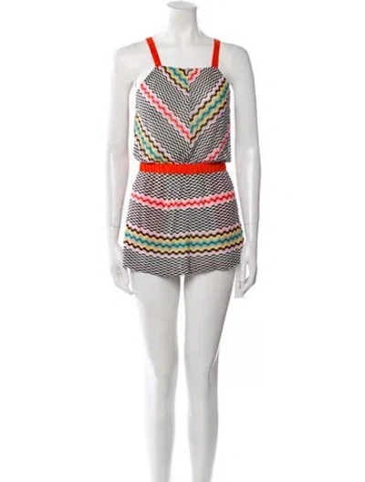 Pre-owned Missoni Striped Square Neckline Romper In White