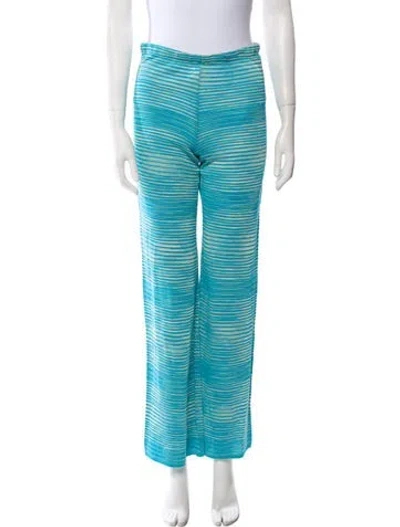 Pre-owned Missoni Striped Straight Leg Pants In Blue