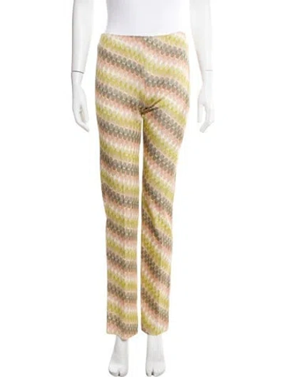 Pre-owned Missoni Striped Straight Leg Pants In Green