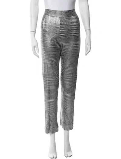 Pre-owned Missoni Striped Straight Leg Pants In Metallic/silver