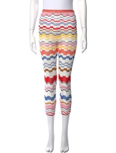 Pre-owned Missoni Striped Straight Leg Pants In White
