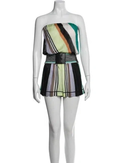 Pre-owned Missoni Striped Strapless Romper In Black