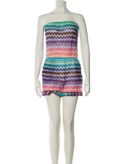 Pre-owned Missoni Striped Strapless Romper In Multi