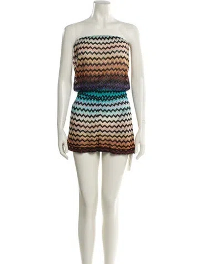 Pre-owned Missoni Striped Strapless Romper In Neutral
