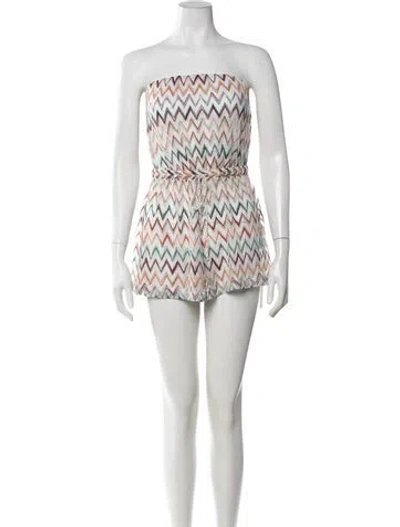 Pre-owned Missoni Striped Strapless Romper In White