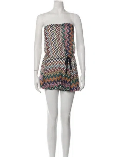 Pre-owned Missoni Striped Strapless Romper In White