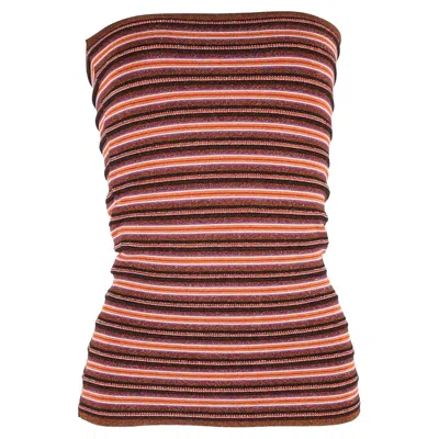 Missoni Striped Strapless Top In Multicolor Viscose In Brown
