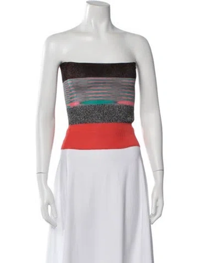 Pre-owned Missoni Striped Strapless Top In White