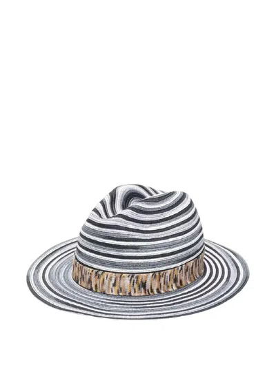 Missoni Striped Straw Sun Hat In Black