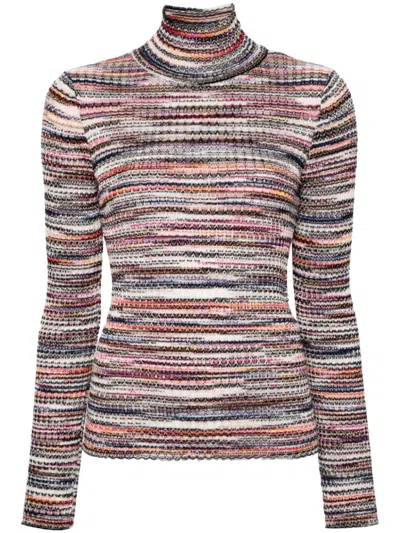 Missoni Knit Viscose Turtleneck Sweater In Multicolor