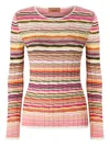 Missoni Striped Cotton And Viscose Ribbed Sweater With Long Sleeves In Pink