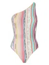 Missoni Mare One-shoulder Metallic Crochet-knit Swimsuit In White