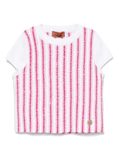 Missoni Kids' Striped T-shirt In White