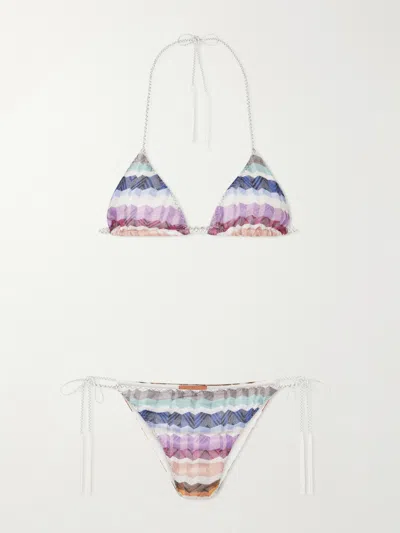 Missoni Striped Tasseled Crochet-knit Bikini In Multi