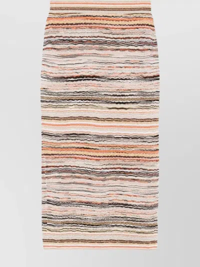 MISSONI STRIPED TEXTURED MIDI SKIRT WITH ELASTICATED WAISTBAND