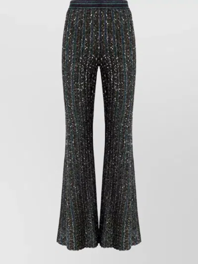 Missoni Striped Flared Trousers With Sequins In Black