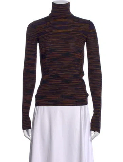 Pre-owned Missoni Striped Turtleneck Sweater In Black