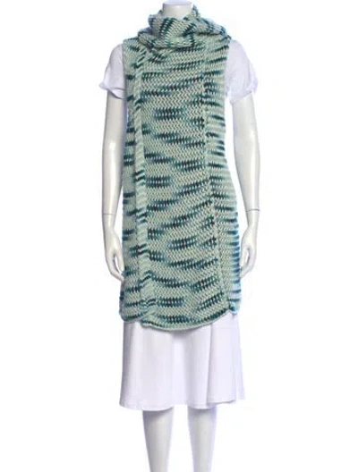 Pre-owned Missoni Striped Turtleneck Sweater In Green