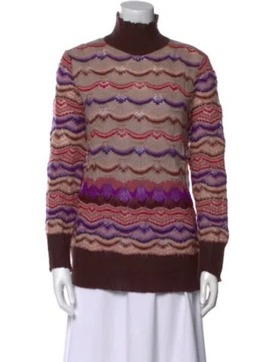 Pre-owned Missoni Striped Turtleneck Sweater In Multi
