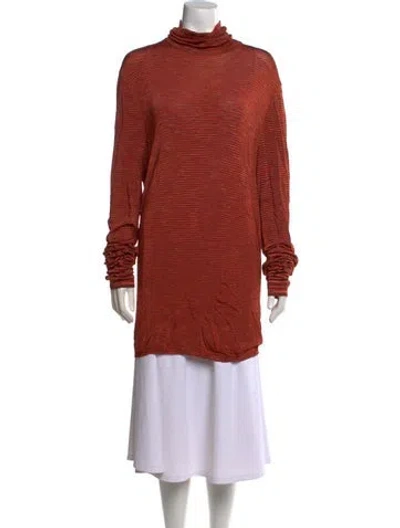 Pre-owned Missoni Striped Turtleneck Sweater In Orange