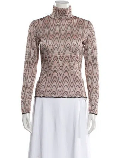 Pre-owned Missoni Striped Turtleneck Sweater In Pink