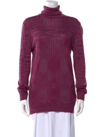 Pre-owned Missoni Striped Turtleneck Sweater In Purple