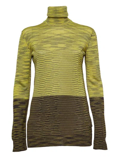 Pre-owned Missoni Striped Turtleneck Top In Green