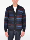 Missoni Striped V-neck Cardigan In Blue