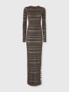 Missoni Striped Viscose Lamé Gown With Slit In Multi