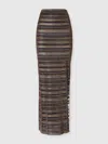 Missoni Striped Split Skirt In Brown