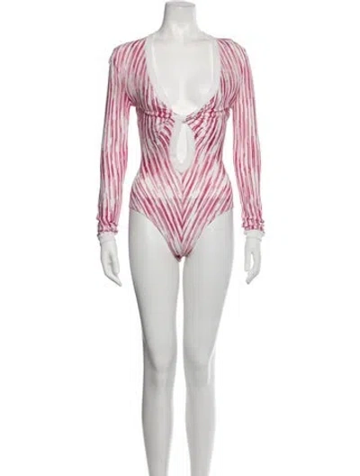 Pre-owned Missoni Striped V-neck Bodysuit In White