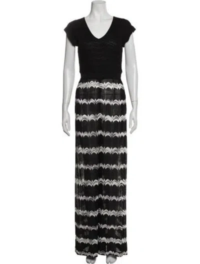 Pre-owned Missoni Striped V-neck Jumpsuit In Black